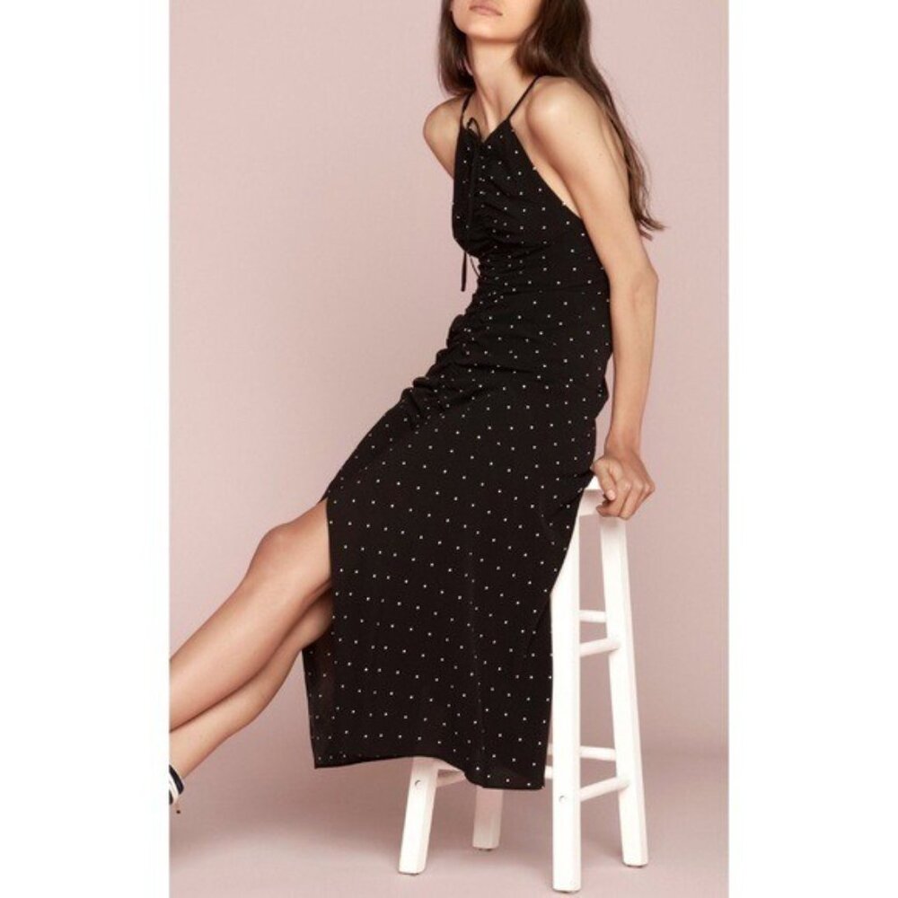 Alice McCall Oscar Polka Dot Ruched Midi Dress Size 6